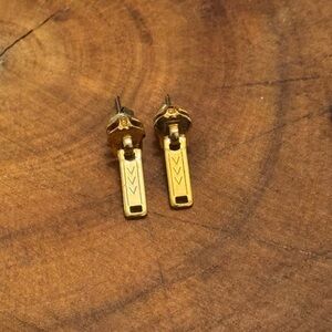 Gold Novelty Zipper Earrings